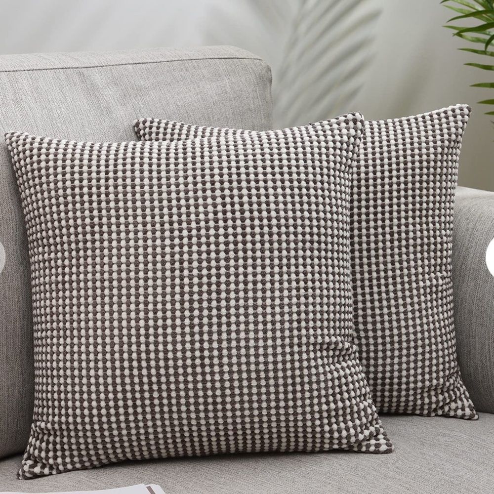 Set Of 2 Pieces, Dual Color Granular Corduroy Square Pillowcase, Comfortable